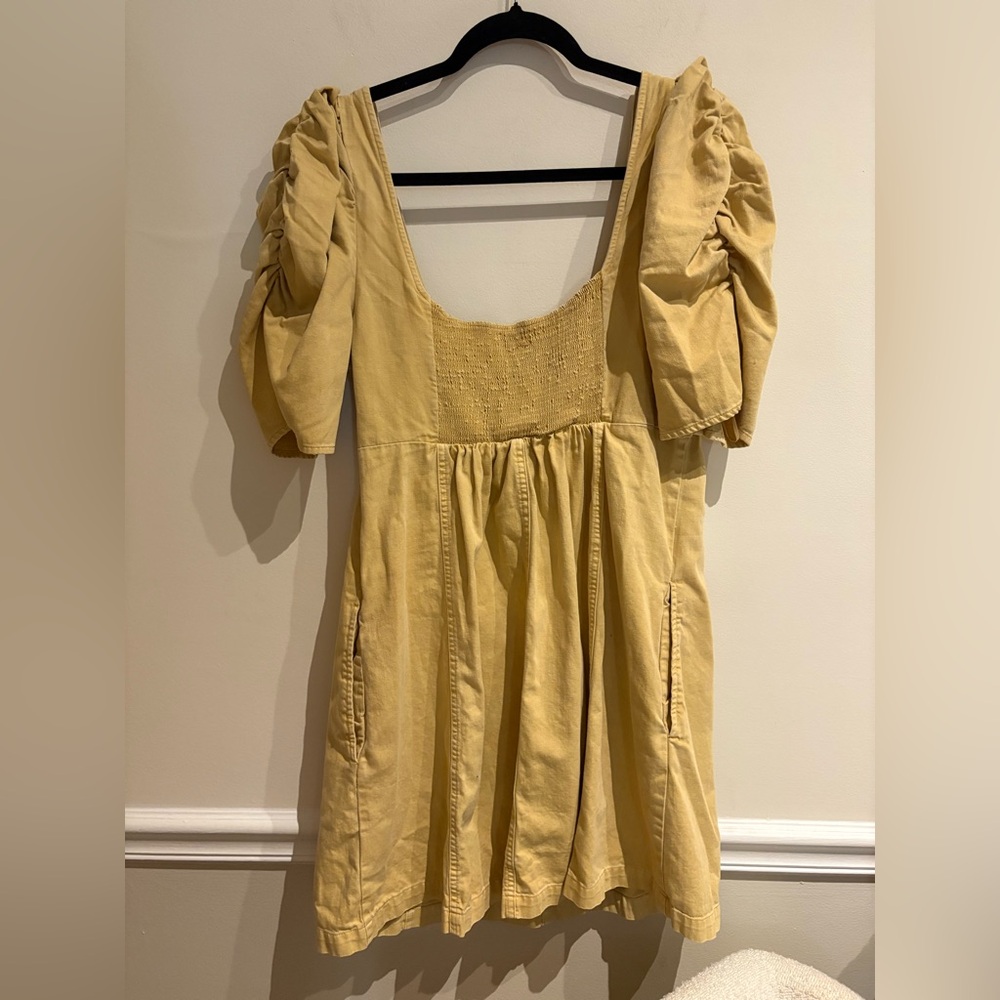 Free People CHEYENNE DENIM MINI DRESS Sand Dune Size XL - Picture 7 of 10